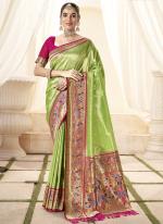 Silk Light Green Festival Wear Weaving Saree